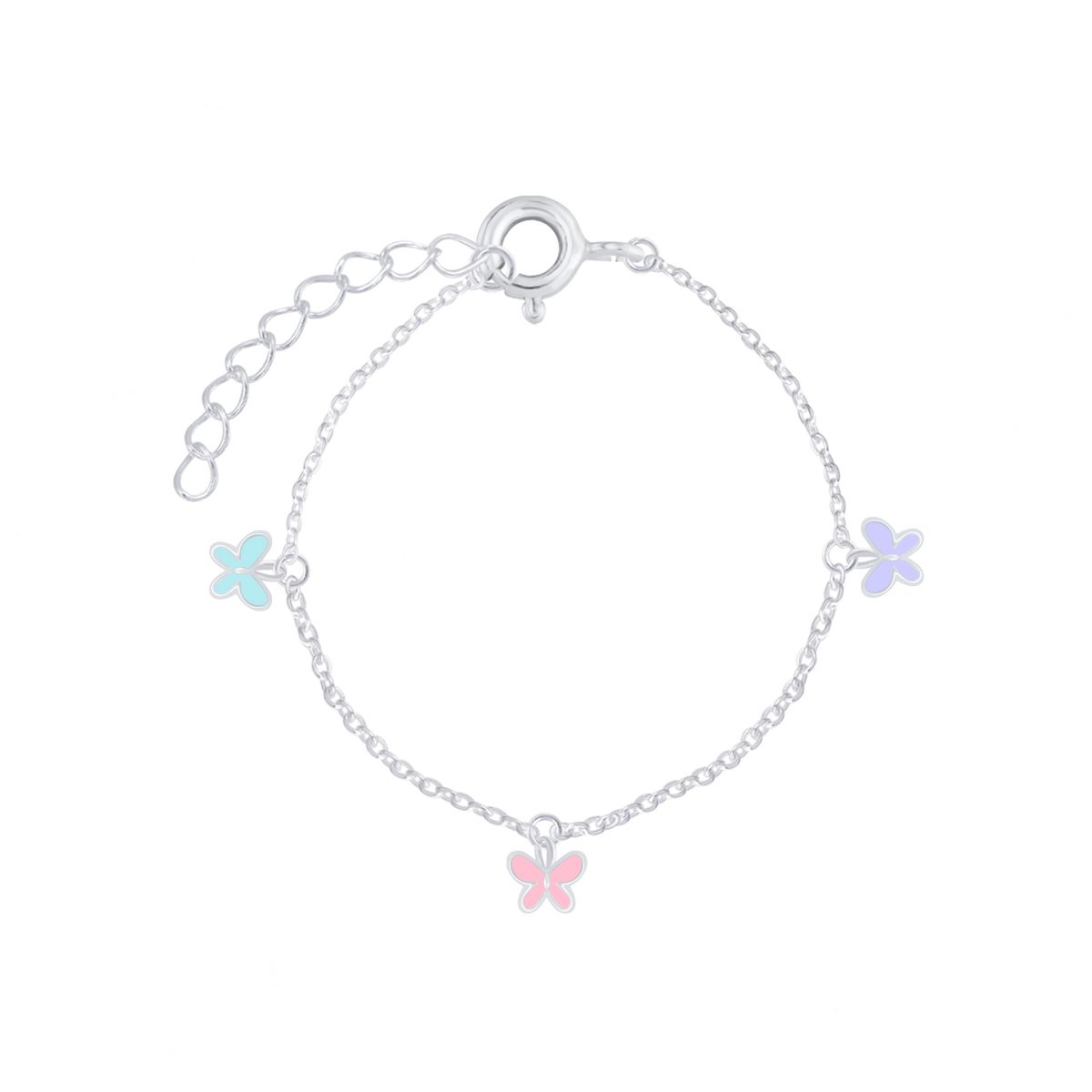 Zilveren kinderarmband multi kleur vlindertjes  armband  vlinder armbandje Meisje Zilver  Zilverana  Sterling 925 Silver