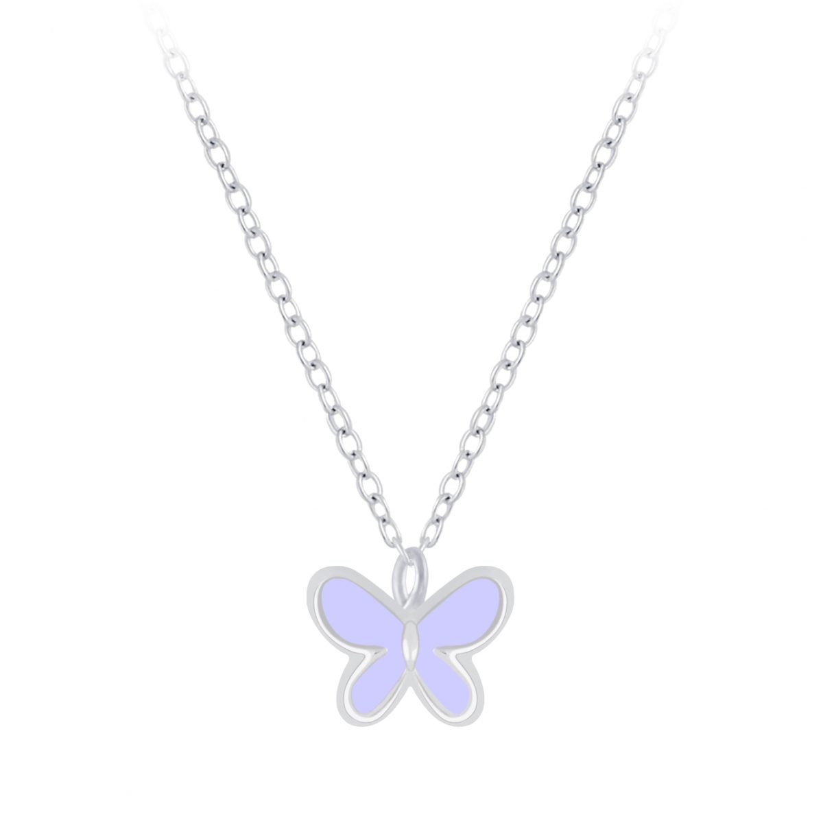 zilveren kinderketting met paarse vlinder hangertje ketting meisje Sterling 925 Silver (Echt zilver)
