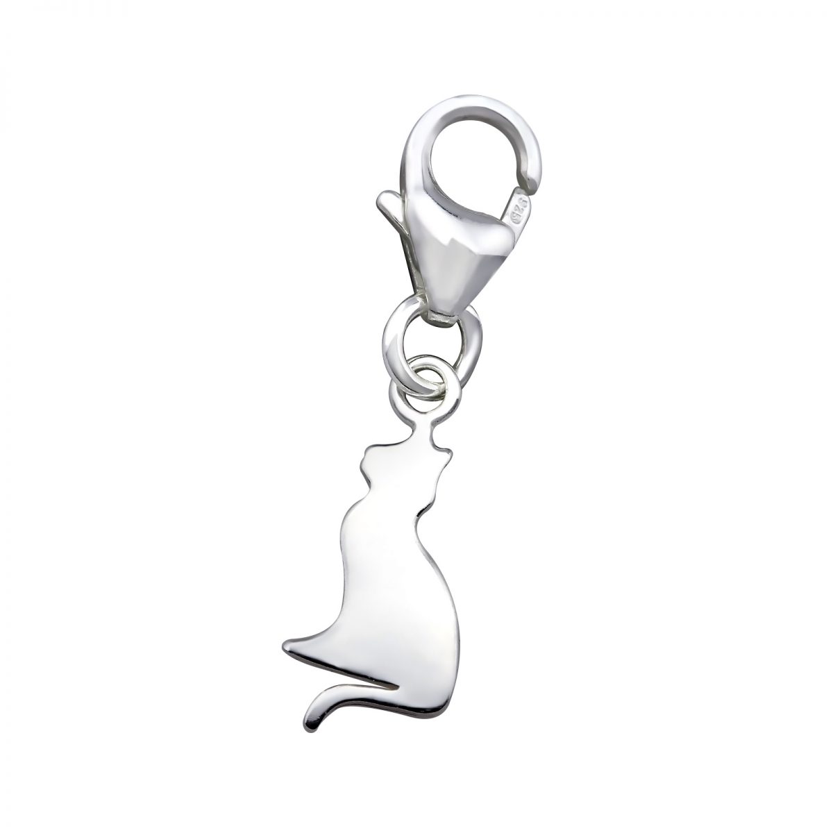 Zittende Kat bedel   Charms  Zilverana  Sterling 925 Silver (Echt zilver)  Clip-On / Karabijnsluiting  Past OA op SilberDream, Zinzi, Thomas Sabo en Ti Sento