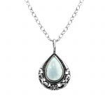Zilver halsketting met druppelhanger incl opaal tear drop necklace ketting dames zilver Zilverana Sterling 925 Silver (Echt zilver)