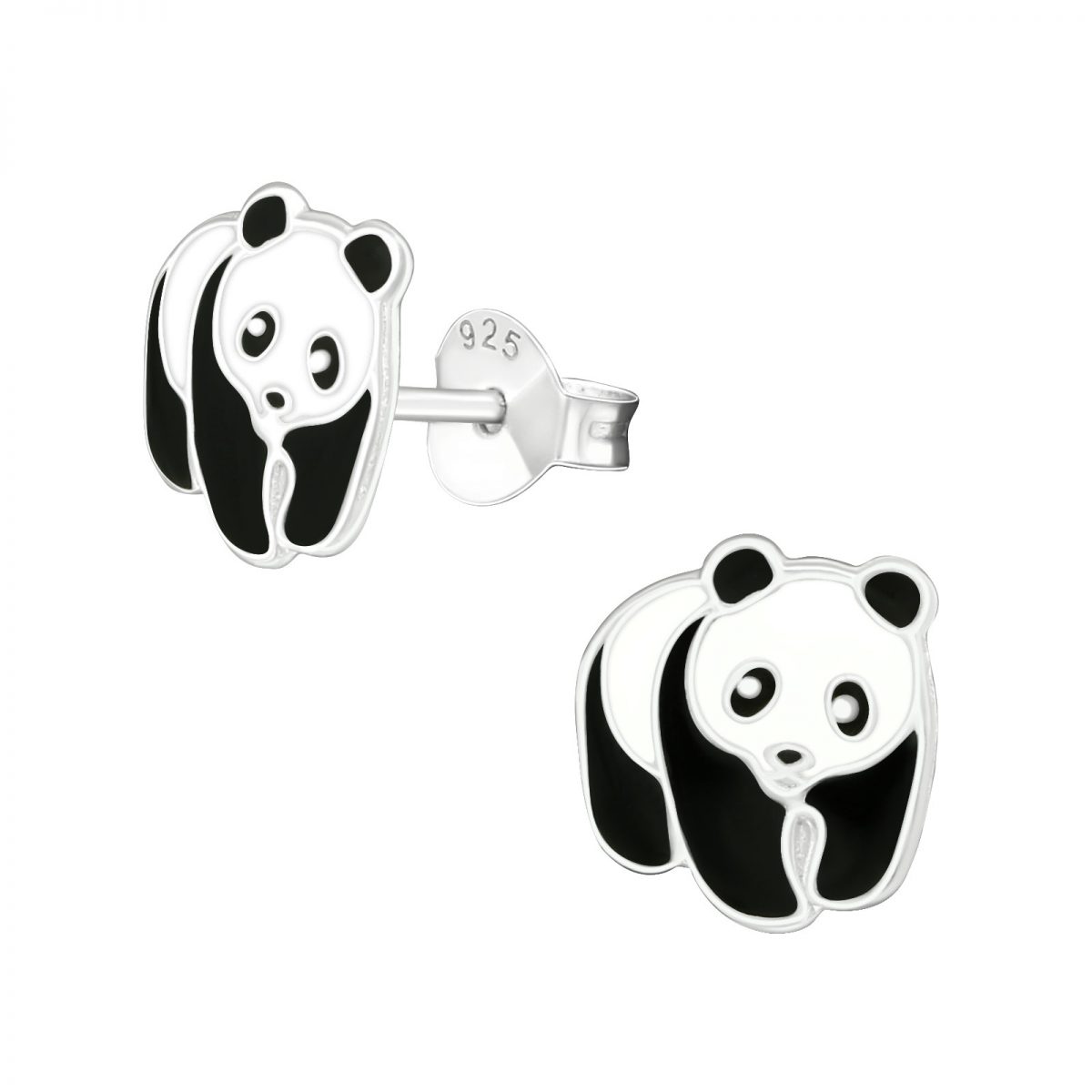 zilveren kinderoorbellen in de vorm van een panda  Sterling 925 Silver (Echt zilver)