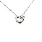 Zilveren halsketting hart strik Christine 15 cubic zirconia ketting dames hartje liefdes ketting Zilverana 925 echt zilver