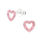 zilveren kinderoorbellen hartje licht roze kristal  Oorknopjes Meisje Zilver  Zilverana  Sterling 925 Silver
