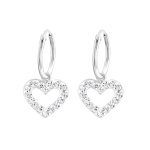 zilver kinderoorbellen meisje met hartje kristal hangertje  Oorringen Meisje Zilver  hanger hart  Zilverana  Sterling 925 Silver