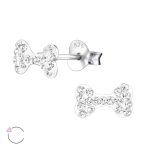 zilveren kinderoorbellen hond botjes roze 34 kristal  Oorknopjes Meisje Zilver  Zilverana  Sterling 925 Silver