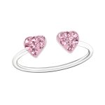 zilveren kinderring hartjes licht roze kristallen  verstelbare ring Meisje Zilver  One-size   Zilverana  Sterling 925 Silver