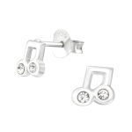 Zilveren kinderoorbellen muzieknoot kristal  Oorknopjes Meisje Zilver  Zilverana  Sterling 925 Silver