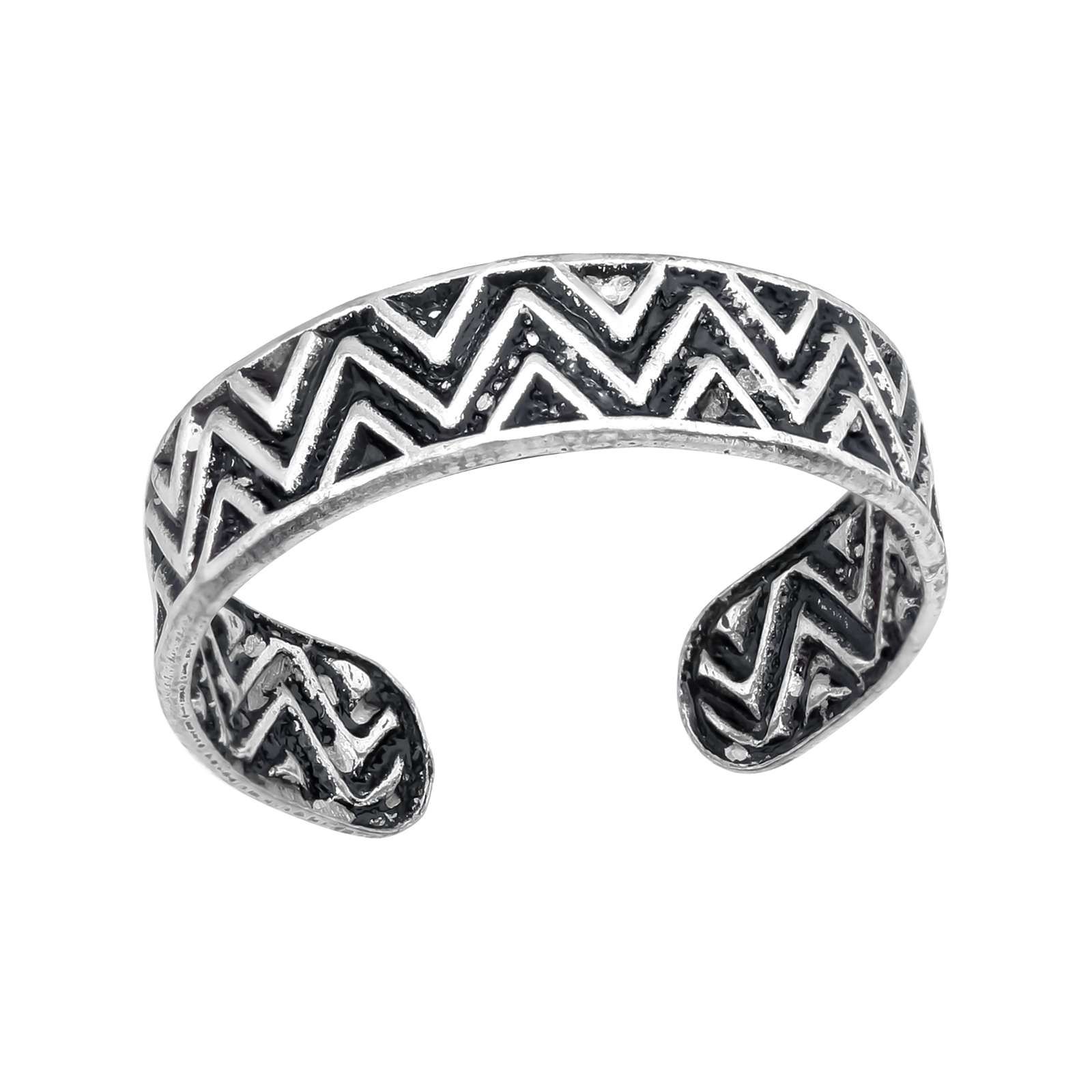 Zilveren teenring zigzag oxi  One size fits all - Toe Ring Adjustable  Zilverana  Sterling 925 Silver (Echt zilver)