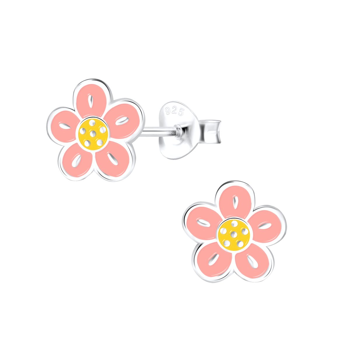 Zilveren roze bloemetjes kinderoorbellen  bloem oorknopjes Meisje Zilver  Zilverana  Sterling 925 Silver