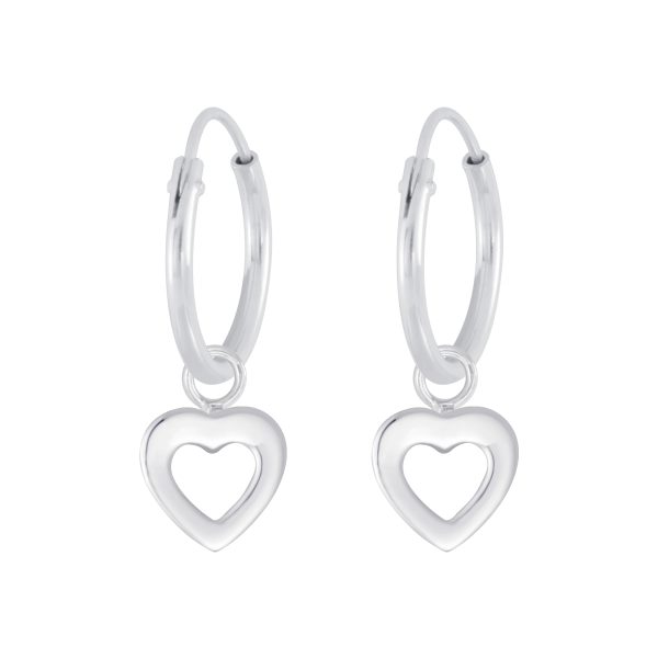 Zilveren hartje hanger oorringen 12mm  heart 12mm Ear Hoops  Zilverana  oorbellen dames hartjes  Sterling 925 Silver (Echt zilver)