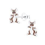 Zilveren kinderoorbellen in de vorm van een kangaroo  Skippy oorknopjes Meisje Zilver  Zilverana  Sterling 925 Silver