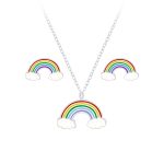 Zilveren regenboog kinderoorbellen en ketting regenboog oorknopjes Meisje Zilver kinderketting regenboog kindersetje oorstekers ketting Zilverana Sterling 925 Silver kindersieraden setje