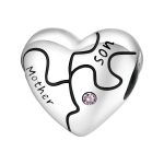 Moeder zoon hart zirkonia bedel  familie bead  Zilverana  geschikt voor Biagi , Pandora , Trollbeads armband  925 zilver