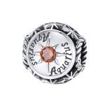 Sterrenbeeld waterman bedel met rode zirkonia geboortesteen  zodiac aquarius bead  Zilverana  geschikt voor Biagi , Pandora , Trollbeads armband  925 zilver