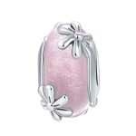 Lente bloem glas bedel  glasbedel bead  Zilverana  geschikt voor Biagi , Pandora , Trollbeads armband  925 zilver