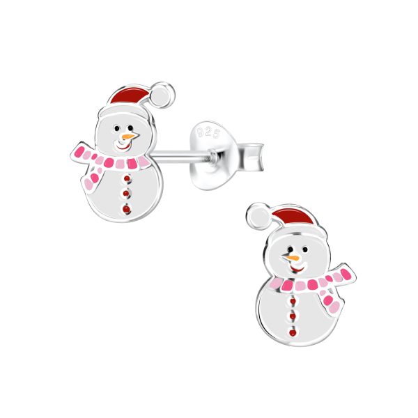 Zilver sneeuwpop sneeuwman kinderoorbellen oorstekers 925 sterling silver zilverana kerst