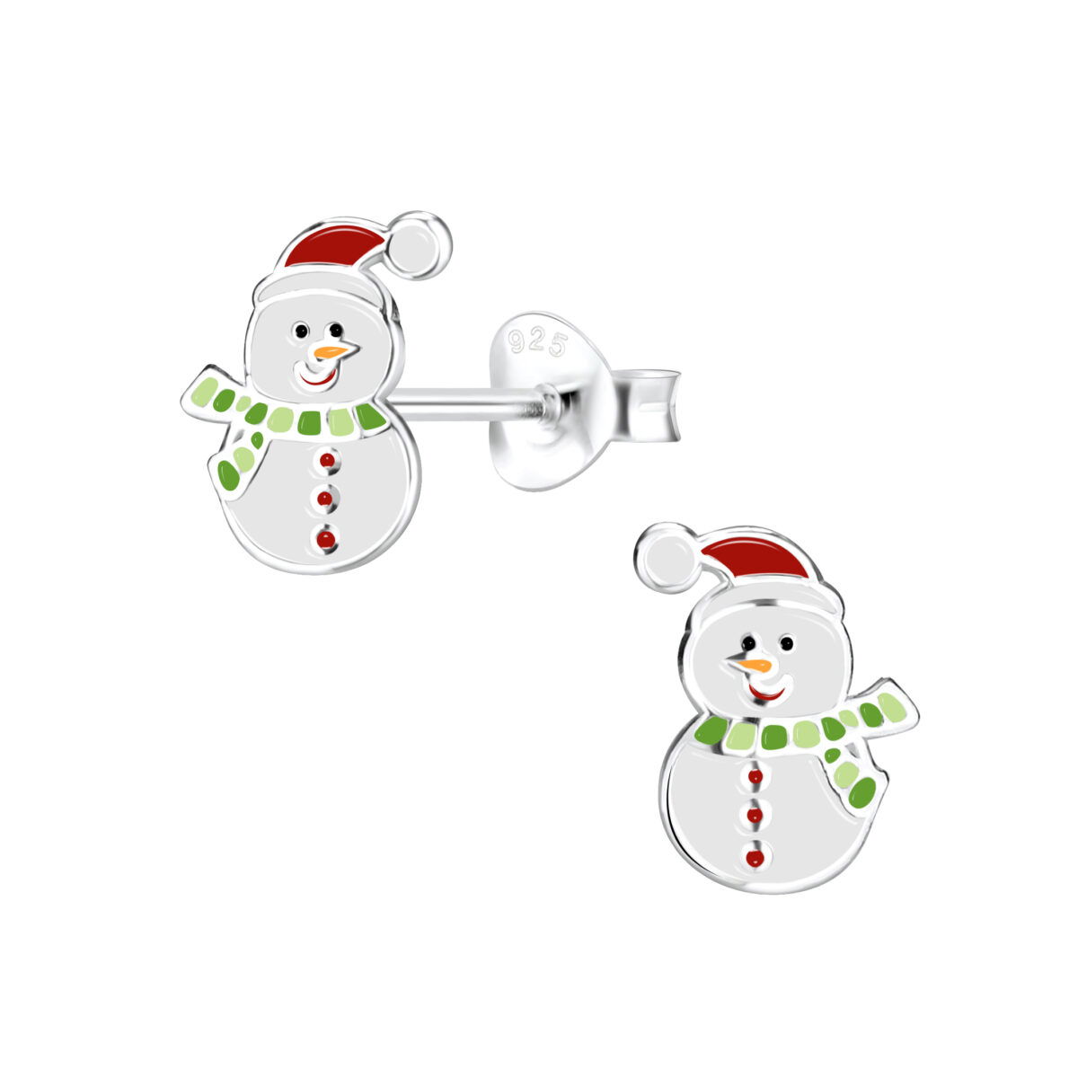 Zilveren kinder oorknopjes in kerst thema. Deze leuke sneeuwman kinderoorbellen zijn gemaakt van echt 925 zilver. Leuke kindersieraden van Zilverana