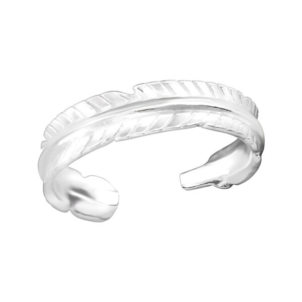 teenring dames veer motief gemaakt van 925 Zilver van Zilverana. One size fits all