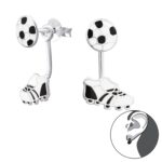 Zilveren voetbal voetbalschoen oorknopjes met hanger in exht 925 zilver - Zilverana