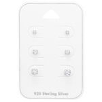 zilver kristal oorknopjes in verschillende maten : 2mm 3mm 4mm - totaal 3 paar oorstekertjes in 925 zilver van Zilverana