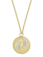 Proud MaMa zwangerschapsketting goudkleurig voetjes met shiny kristalletjes en jasseron ketting