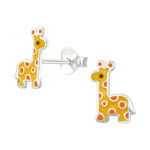 zilver giraf kinderoorbellen van Zilverana. Deze kinder oorknopjes zijn gemaakt van 925 zilver.