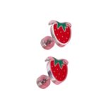 Aardbei oorbellen voor meisjes – Premium staal oorknopjes in kleur zilver – Zilverana