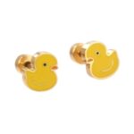 Eendjes oorbellen voor meisjes – gold-plated Premium staal oorknopjes – Zilverana