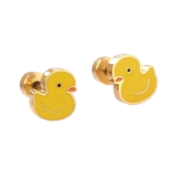 Eendjes oorbellen voor meisjes – gold-plated Premium staal oorknopjes – Zilverana