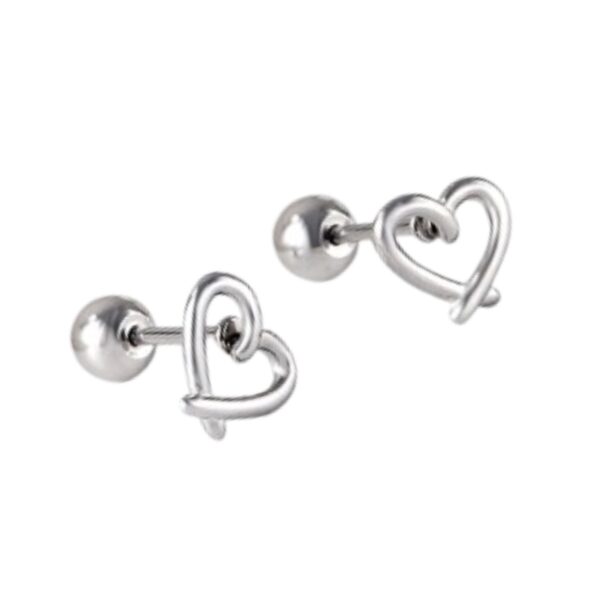 Hartjes oorbellen voor meisjes – Premium staal oorknopjes in kleur zilver – Zilverana