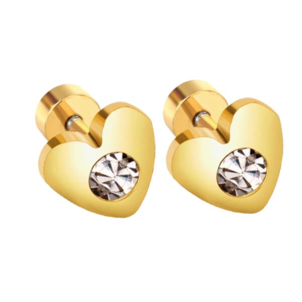 Hartjes zirconia oorbellen voor meisjes – gold-plated Premium staal oorknopjes – Zilverana