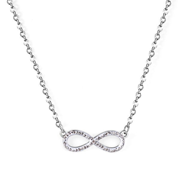 Stainless steel ketting met een infinity teken met zirconia steentjes