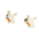 Konijn wortel oorbellen voor meisjes – Premium staal oorknopjes in kleur zilver – Zilverana