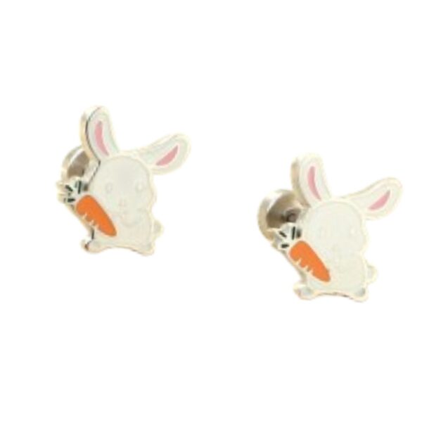 Konijn wortel oorbellen voor meisjes – Premium staal oorknopjes in kleur zilver – Zilverana