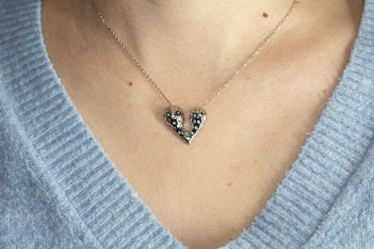 Hart cratered Stainless Steel ketting - Afbeelding 2