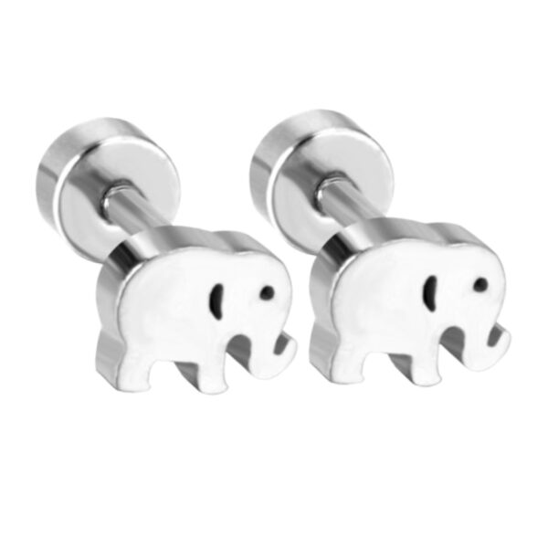 Olifant oorbellen voor meisjes – Premium staal oorknopjes in de kleur zilver– Zilverana