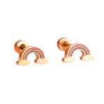 Regenboog oorbellen voor meisjes – gold-plated Premium staal oorknopjes – Zilverana