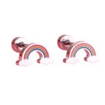 Regenboog oorbellen voor meisjes – Premium staal oorknopjes in kleur zilver – Zilverana