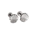 Schelpjes oorbellen voor meisjes – Premium staal oorknopjes in kleur zilver – Zilverana