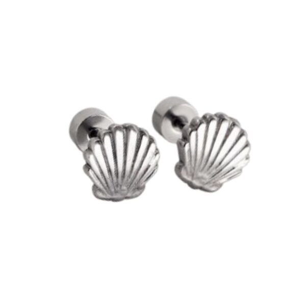 Schelpjes oorbellen voor meisjes – Premium staal oorknopjes in kleur zilver – Zilverana