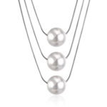 Stainless steel damesketting met 3 balletjes