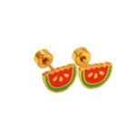Watermeloen oorbellen voor meisjes – gold-plated Premium staal oorknopjes – Zilverana