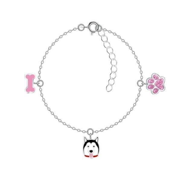 Zilveren doglover hond poot botje kinderarmband in echt 925 zilver van Zilverana