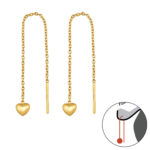 Zilver doortrek oorbellen Thread through hartje gold plated