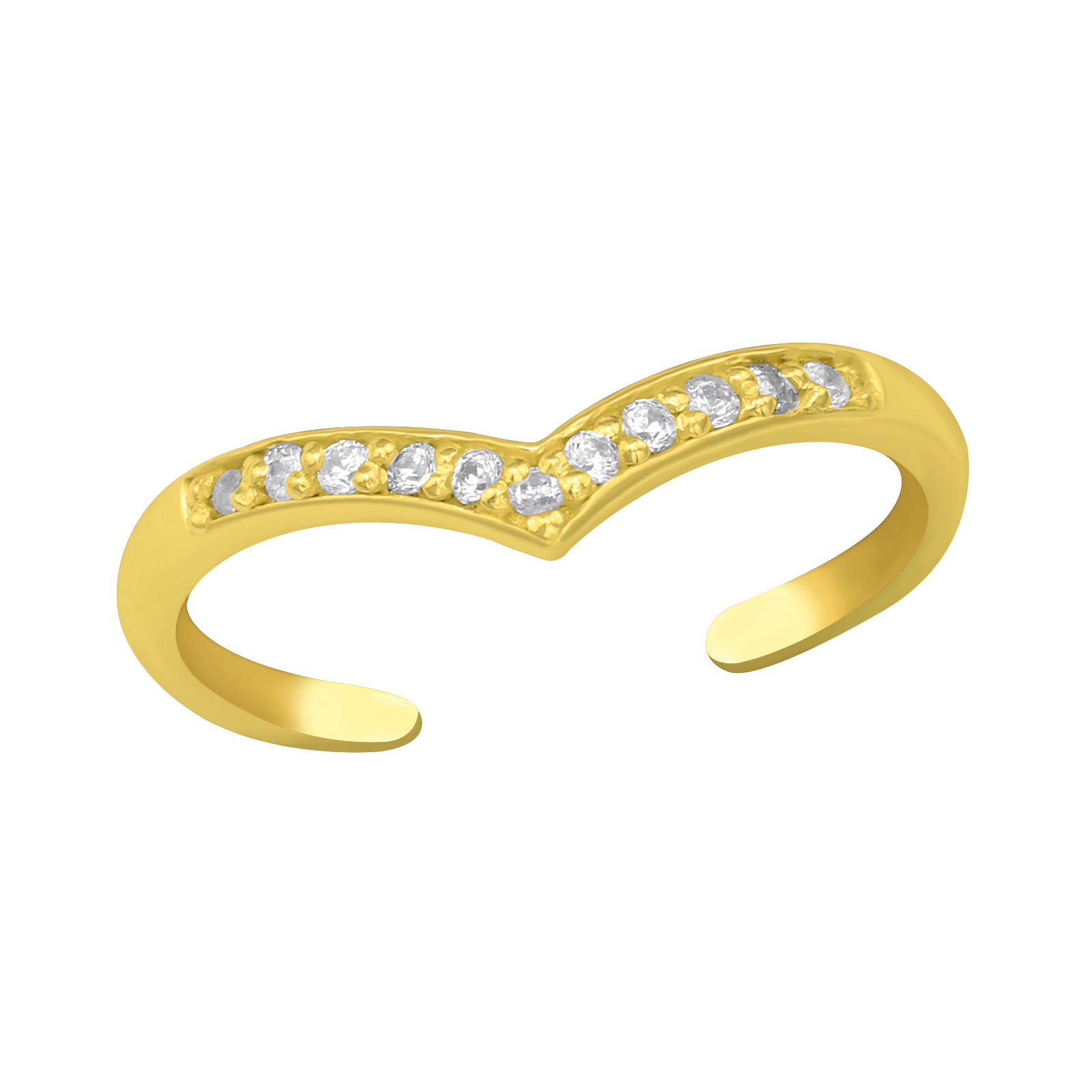 Zilver teenring hartje met zirconia gold plated Zilverana Zilver teenring hartje met zirconia gold plated - Afbeelding 1