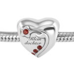Zilveren hart familie bedel – KLEINDOCHTER rode zirkonia