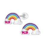 K3 oorstekers regenboog glitterwolkjes K3 erin zilver