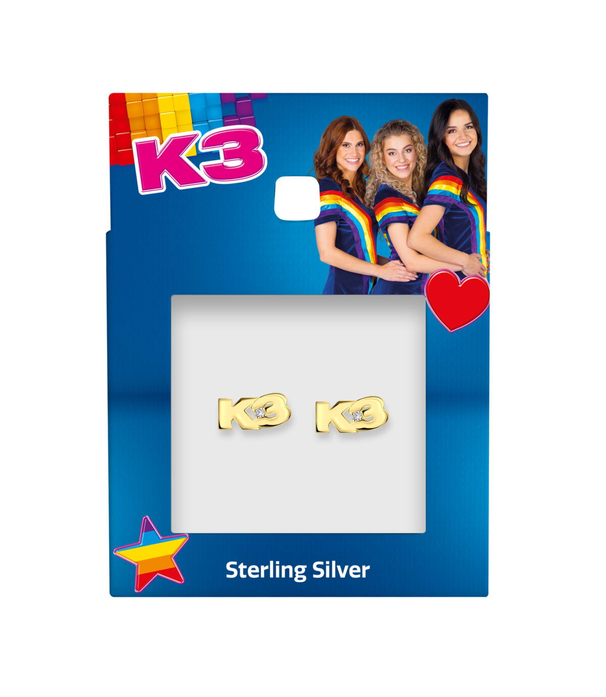 K3 oorstekers K3 logo kristal goldplated zilver - Afbeelding 2