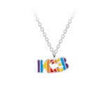 K3 ketting K3 logo in regenboogkleuren zilver