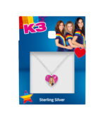 K3 ketting roze glitterhart Julia zilver - Afbeelding 2